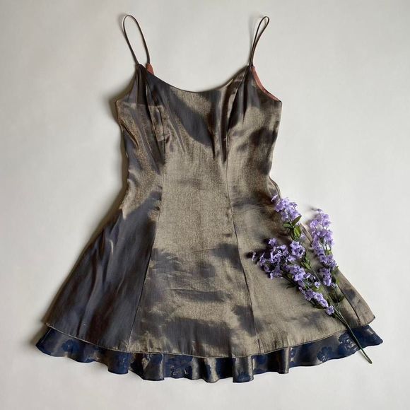 Vintage Dresses & Skirts - Vintage gold & navy cocktail dress